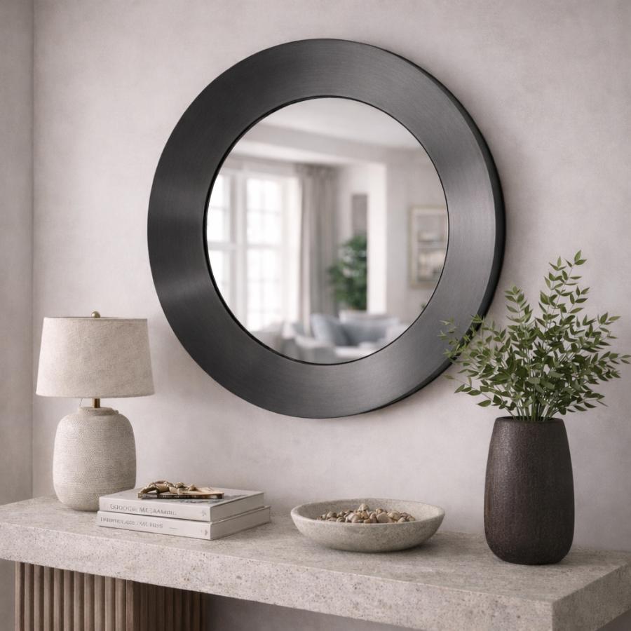 80cm Oculus Graphite Round Mirror